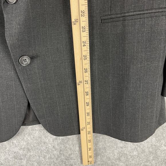 Kuppenheimer Wool 2 Piece Suit Dark Gray Striped Blazer 44L Pant 38x32 Pleated - Picture 6 of 16